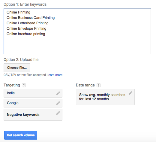 Google Keyword Planner Tool