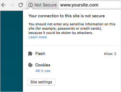 Chrome not secure warning